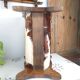 Vintage magazine rack wood and natural leather 37x39.5x26 cm 1.76 kg