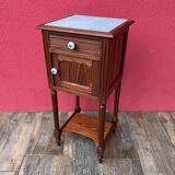 White marble and pitch pine bedside table