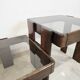 1970s Meblo Frattini Nesting Tables with Smoked Glass
