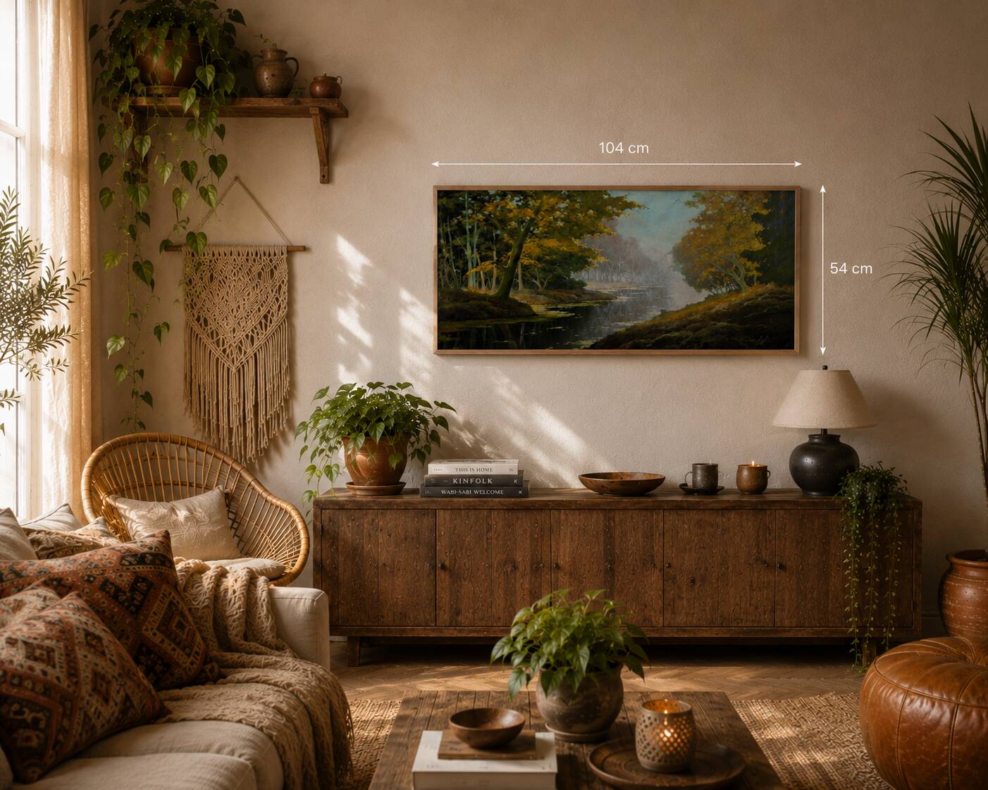 Oil on panel signed by Maurice Leuleu Autumn landscape 104x54 cm framed