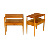 Pair of oak bedside tables, Sweden, 1950