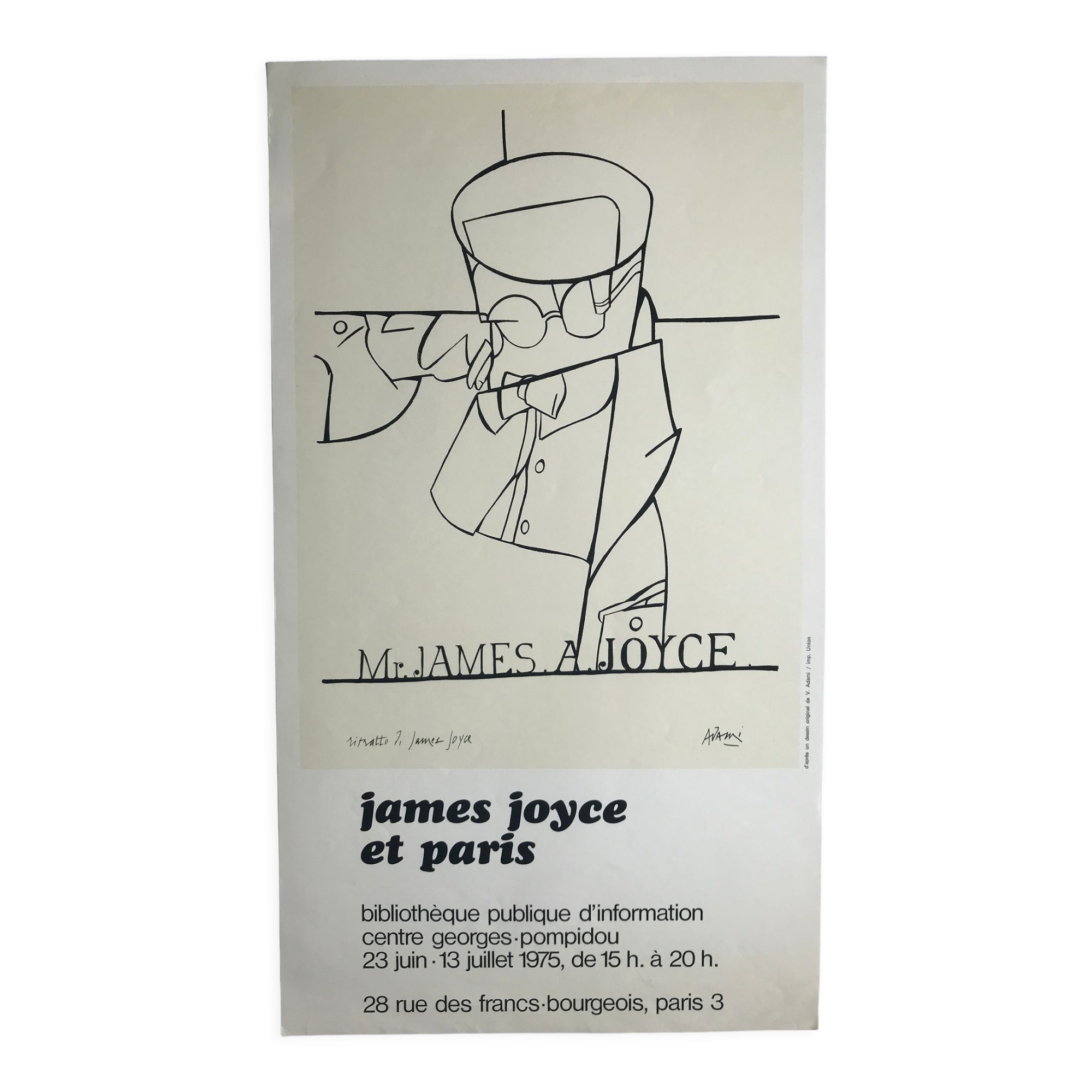 Original poster by Valerio Adami, James Joyce and Paris / BPI, 1975