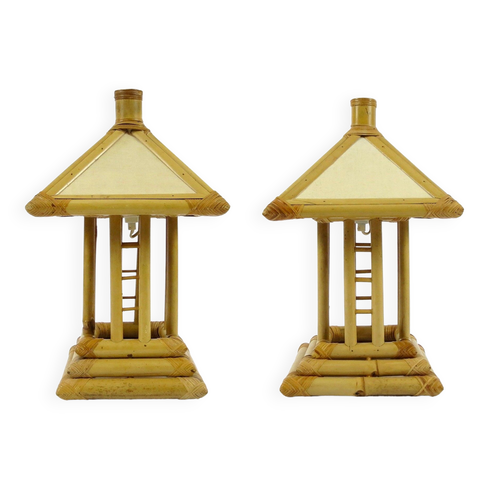 Set of 2 bamboo table lamps 1960s
