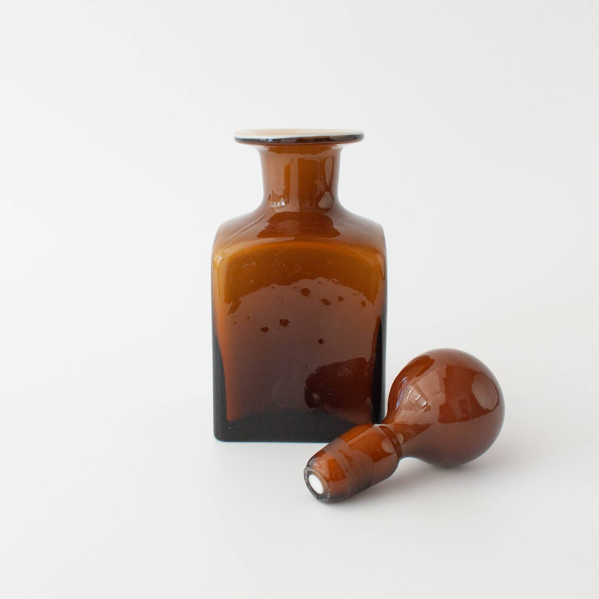 Vintage 1960s Brown Opaline Glass Bottle from Marinha Grande