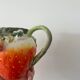 Strawberry shaped pitcher with vintage flowers ceramic pitcher in shape