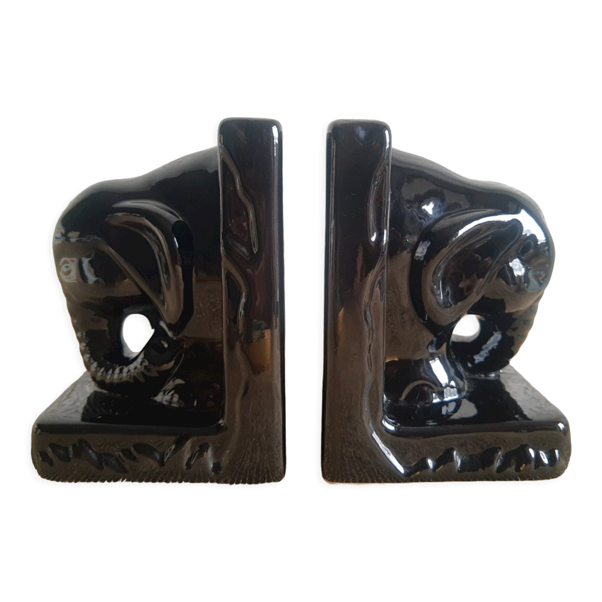 Pair of greenhouse books ceramic vintage elephant