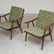 Paire de fauteuils boomerang vert fleur Antonin Suman pour Ton (Thonet)