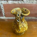 Antique pitcher cyclops enamels honey yellow vallauris fat lava vintage