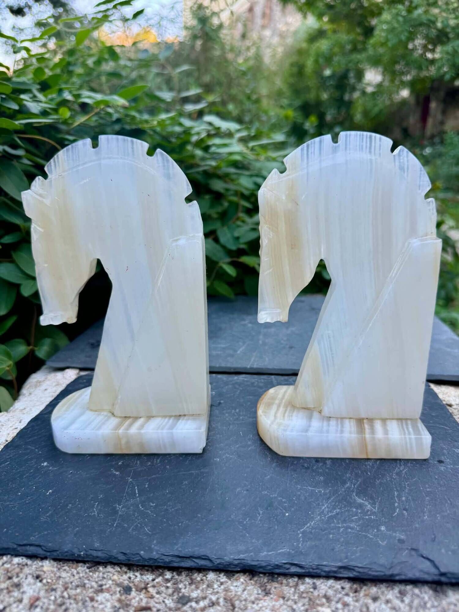 Pair of onyx bookends from the 1960s, vintage Italy.