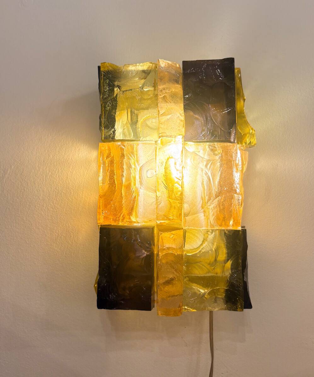 Pair of Patchwork Wall Lights, Jean Simon Labret, 1970s