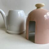 White teapot and powder pink