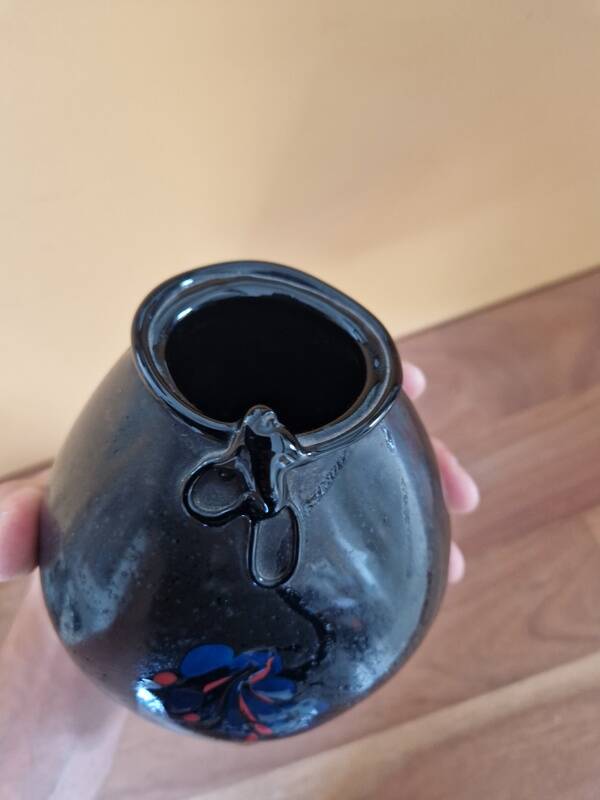 Robert Pierini (Born in 1950) - Matte black blown glass vase - 1985 - Biot
