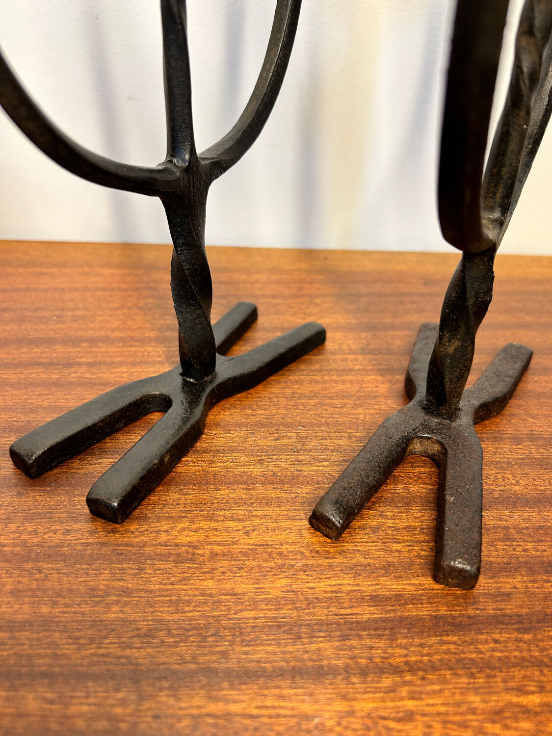 Brutalist wrought iron candlesticks from the 60s