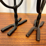 Brutalist wrought iron candlesticks from the 60s