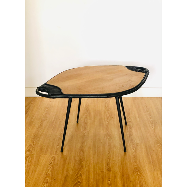 Coffee Table In Rattan And Wood Feet Metal Compass Selency Coffee Table In Rattan And Wood Feet, Wooden Feet For Coffee Table