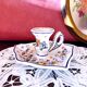 Handcrafted enameled ceramic candle holder signed vintage Rouen style decor