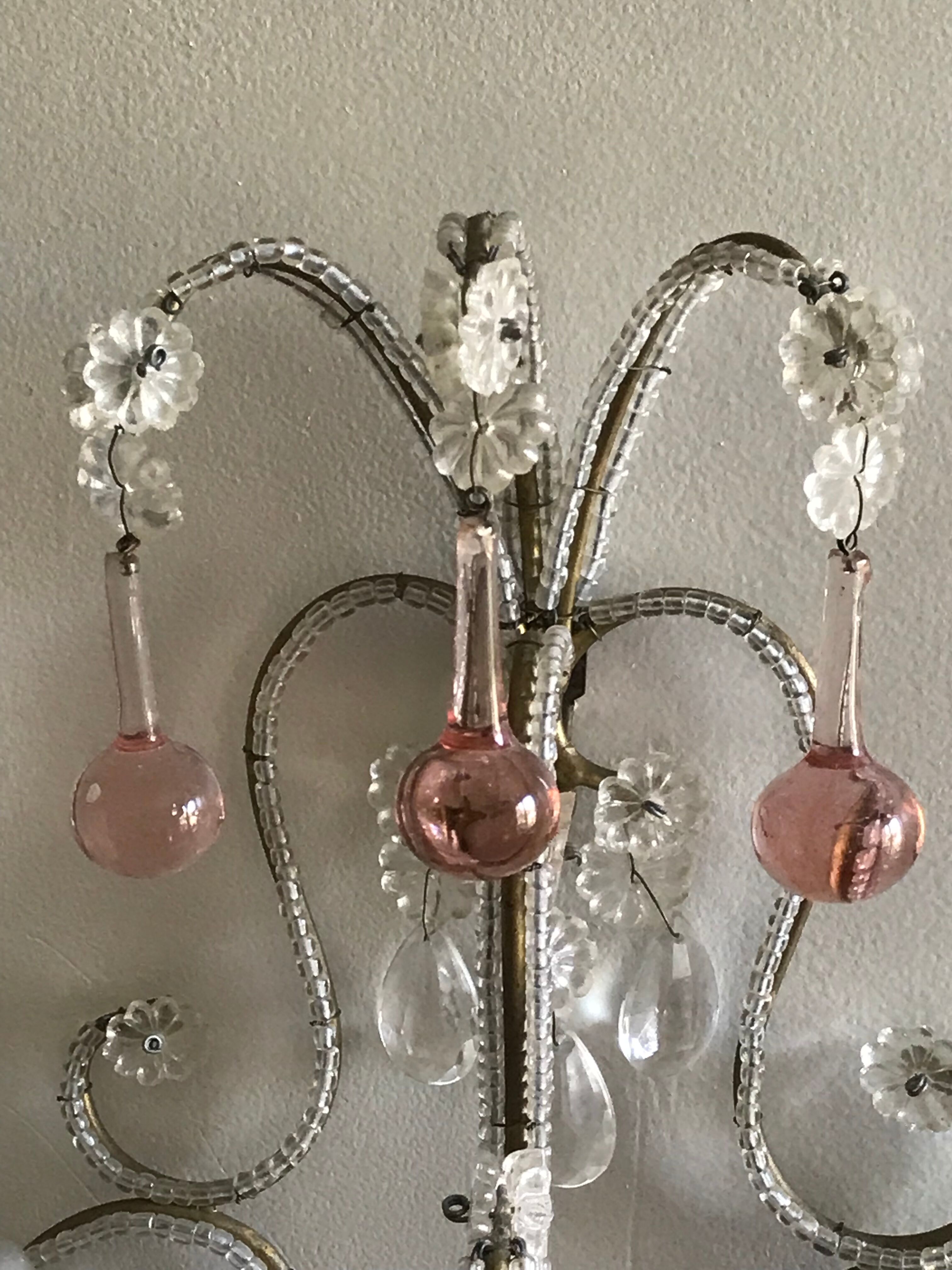 Pairs of Murano crystal wall lamps 1940