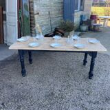 Table de ferme bois et noir