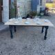 Wood and black farmhouse table
