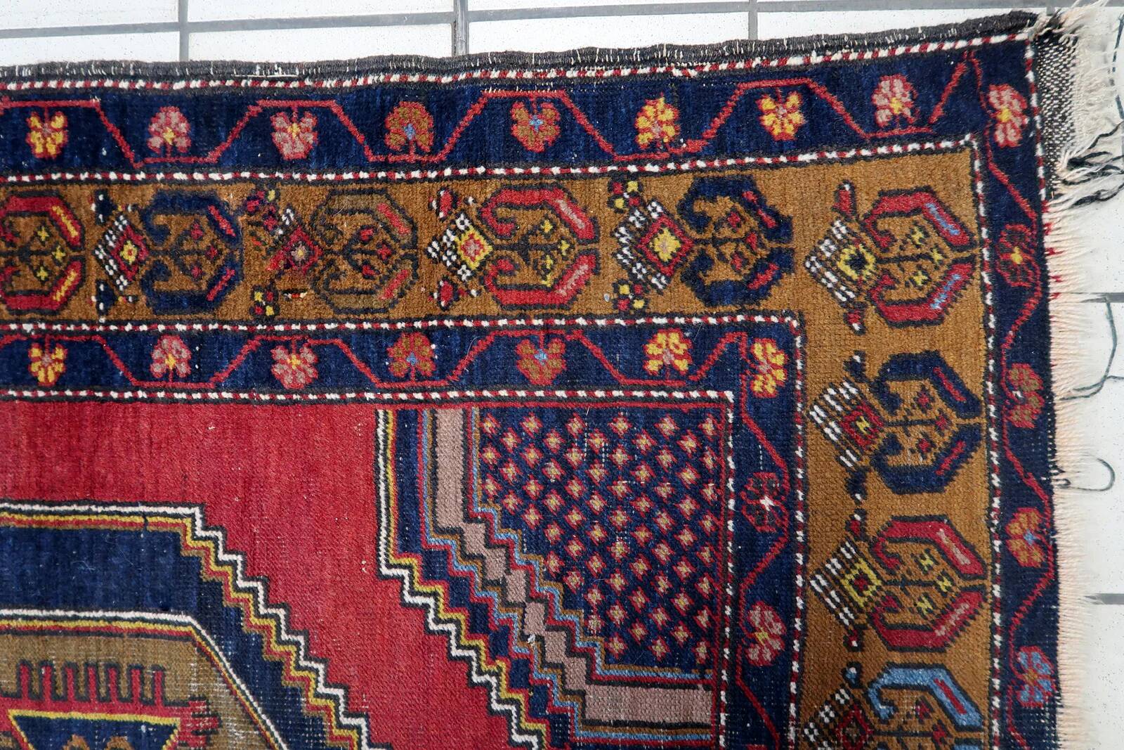 Handmade antique Turkish Anatolian rug 115cm x 218cm, 1920s