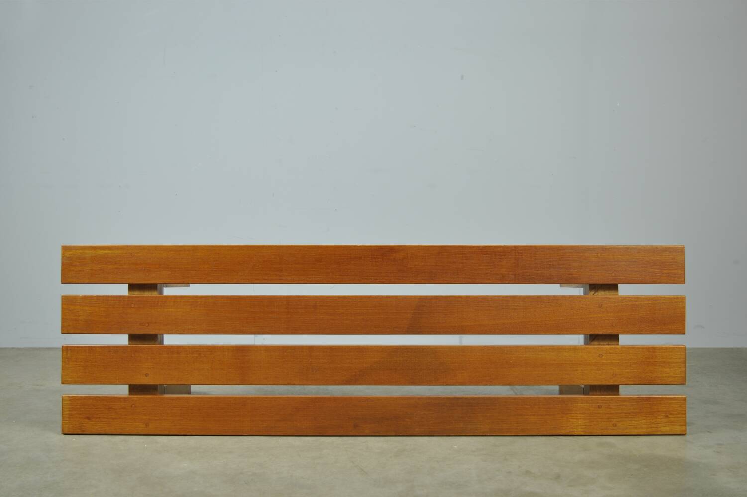 Vintage handmade robust slatted BENCH, Netherlands 1970s