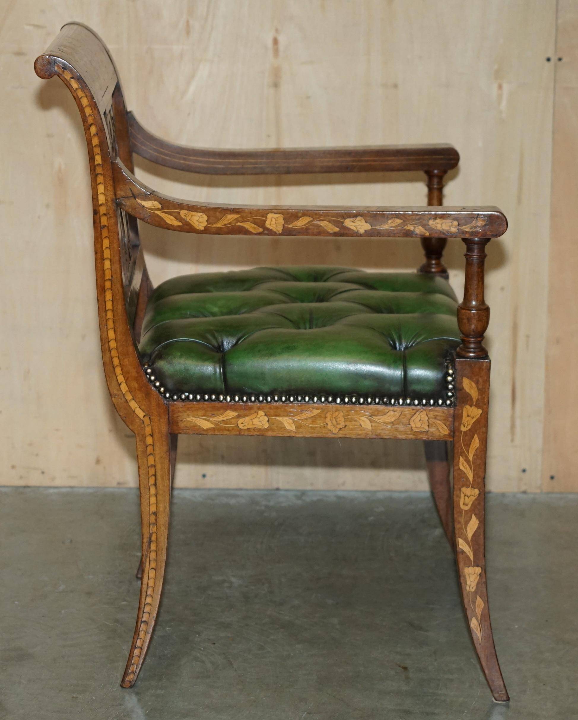 Chesterfield leather office chair with Dutch marquetry