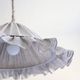Suspension Emilia, pleated lampshade with frills, grey stripes.