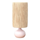 Pale pink ceramic lamp, raffia shade, 70s