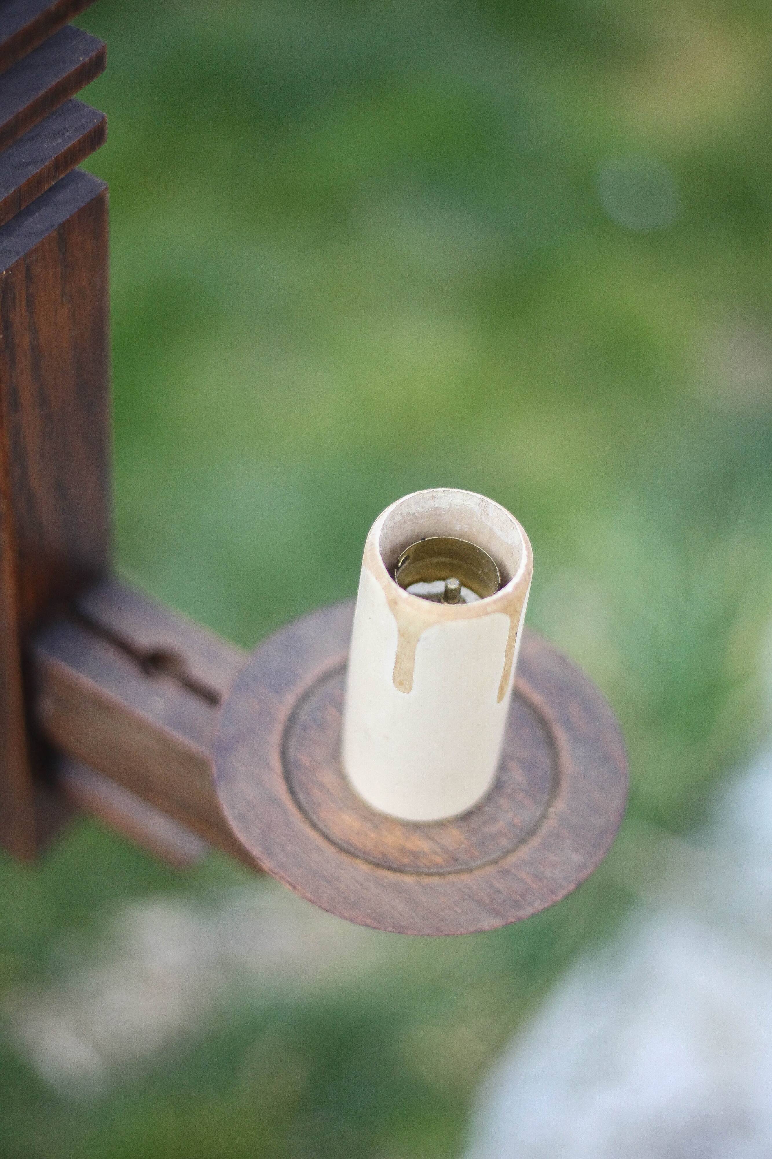 Wooden pendant light, vintage pendant light, 2-light wooden hanging lamp, Gothic
