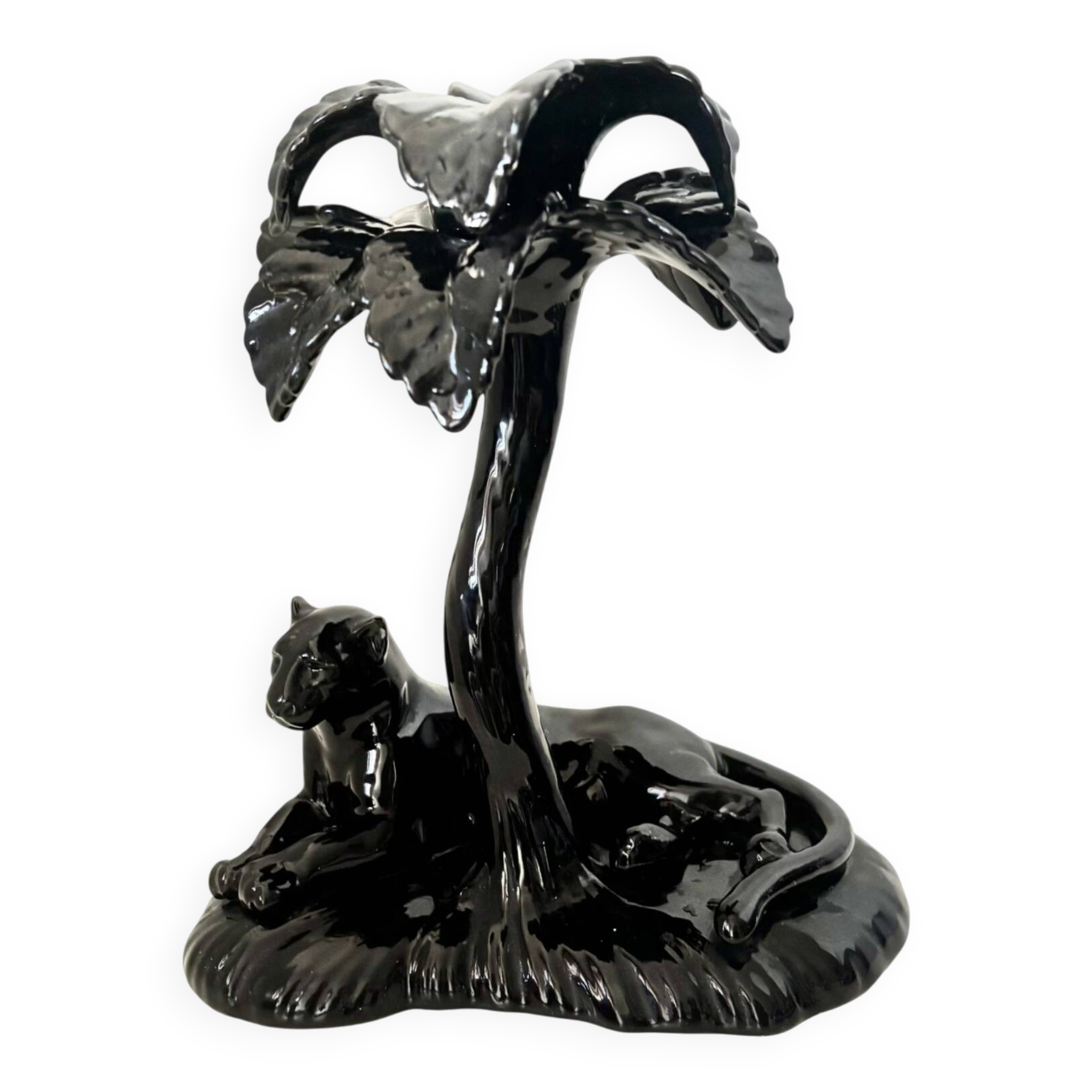 Black panther Art Deco candlestick