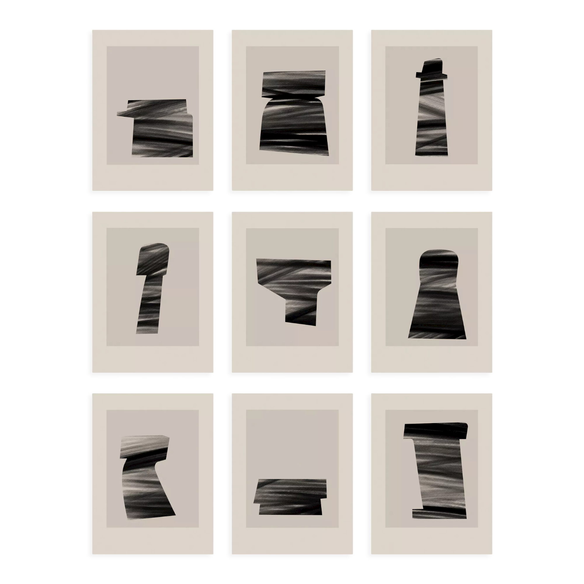 Lot de 9 tirages giclées abstraits, A4