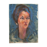 Portrait, original work by Jean Bernier studio, gouache, 1970