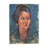 Portrait, original work by Jean Bernier studio, gouache, 1970