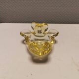 Mid-century yellowish crystal teddy bear ashtray from Vannes Le Châtel France