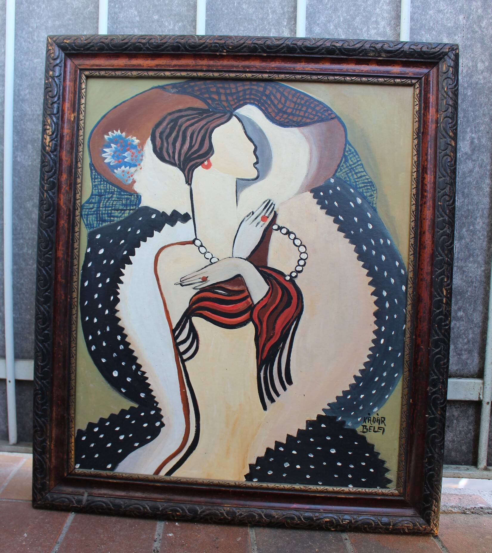 Mid-century modern expressionist oil painting nude from the 1960s.