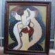 Mid-century modern expressionist oil painting nude from the 1960s.