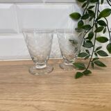 Set de 2 verres à vin en verre gravé