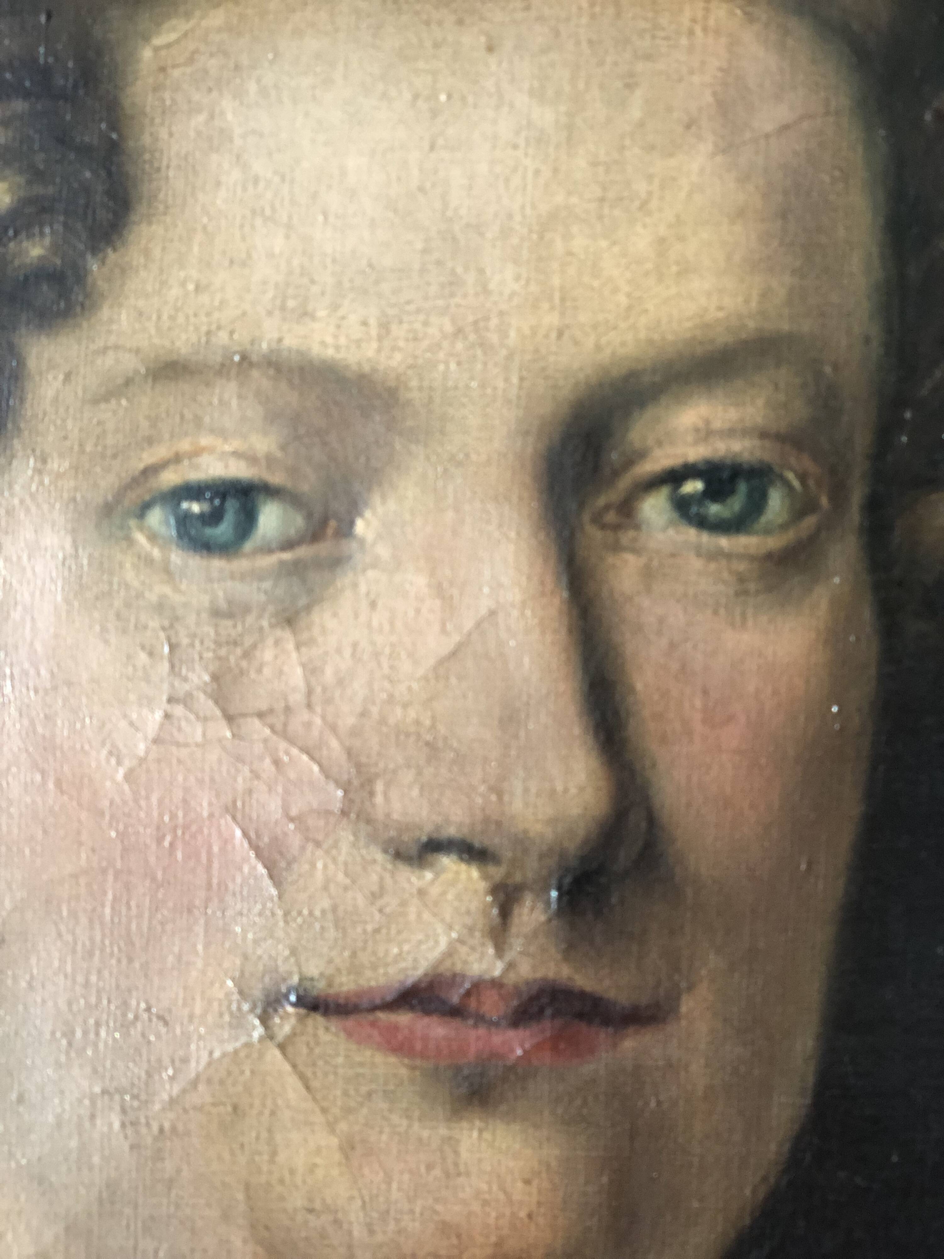 19th Century  Antique Vintage Large Original Portrait Painting of a German