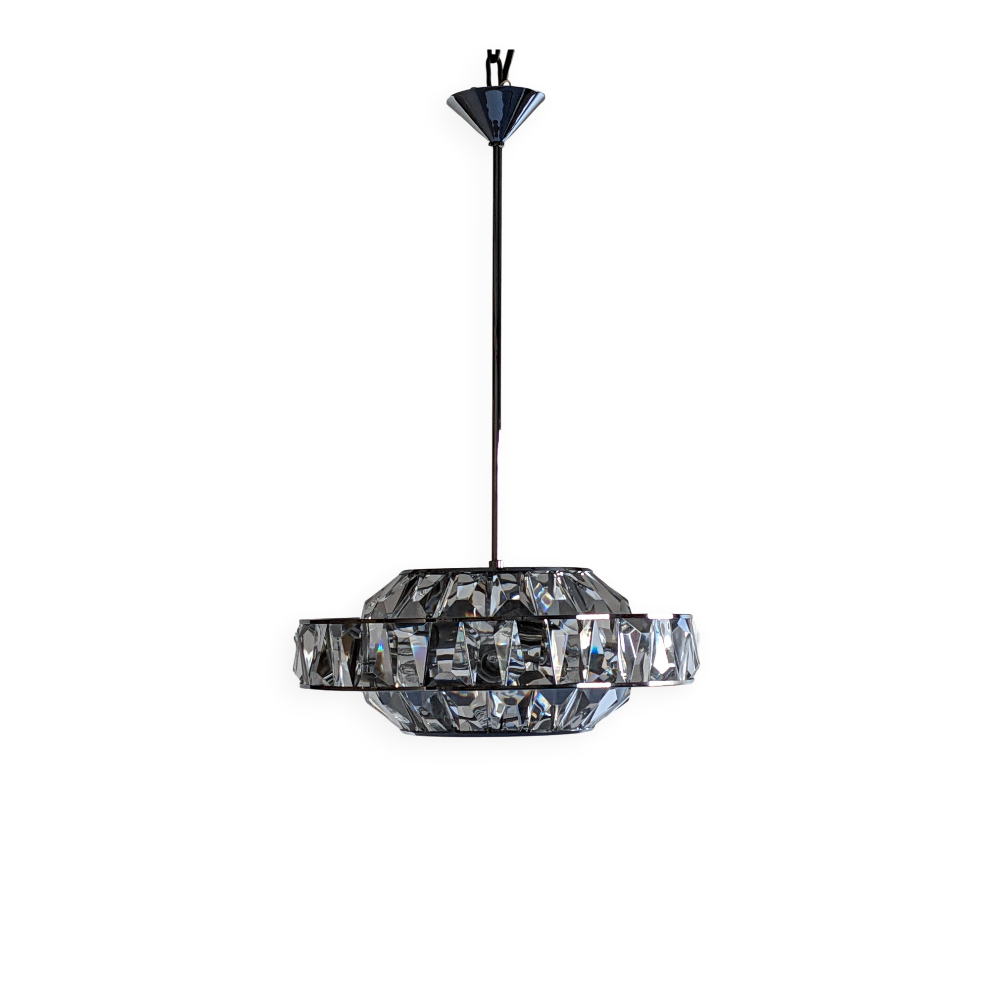 Lustre soucoupe en cristal par Kinkeldey, Autriche vers 1970