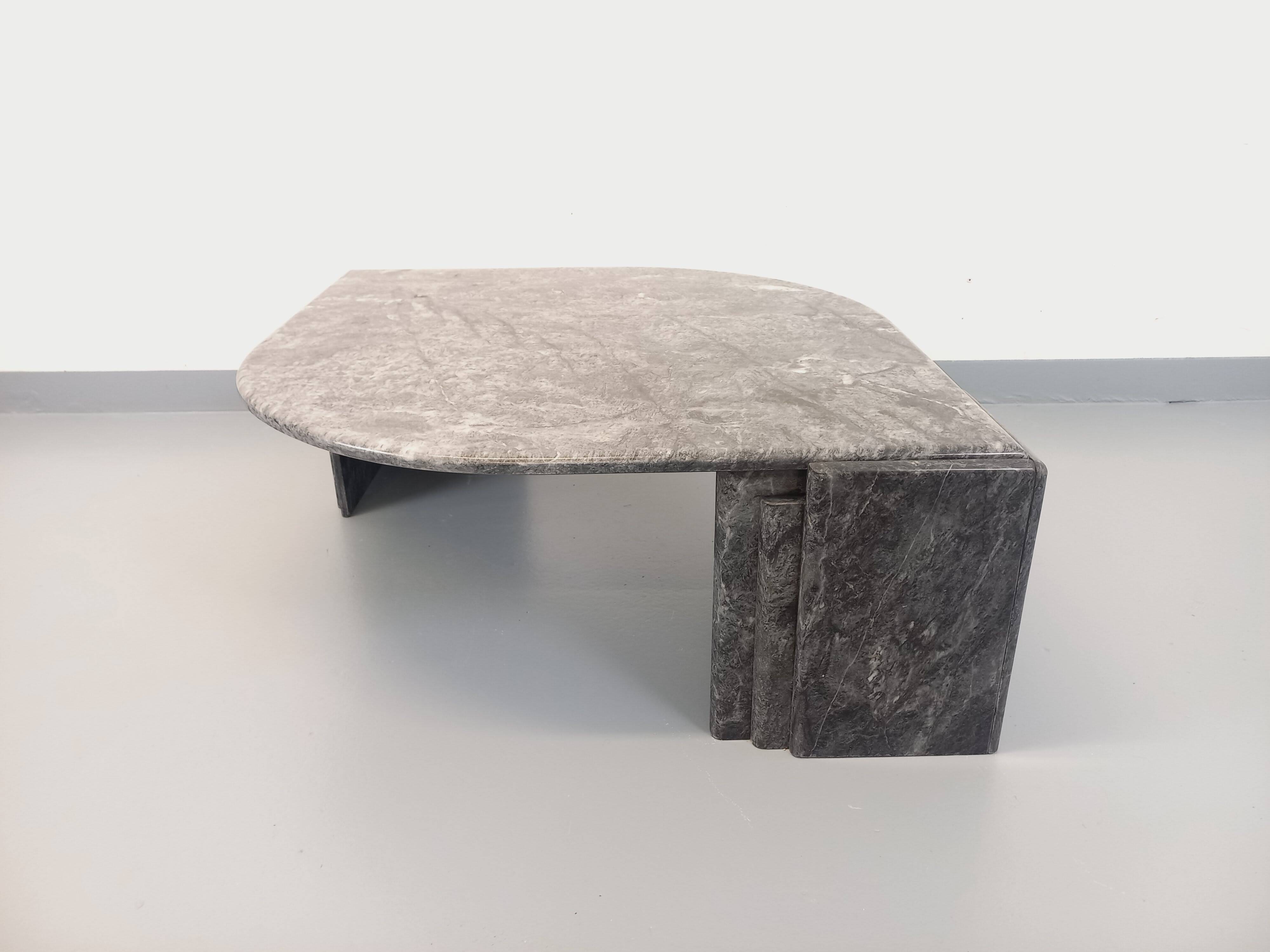 Vintage grey marble coffee table from the 1970s.