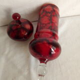 Covered pot in colored glass