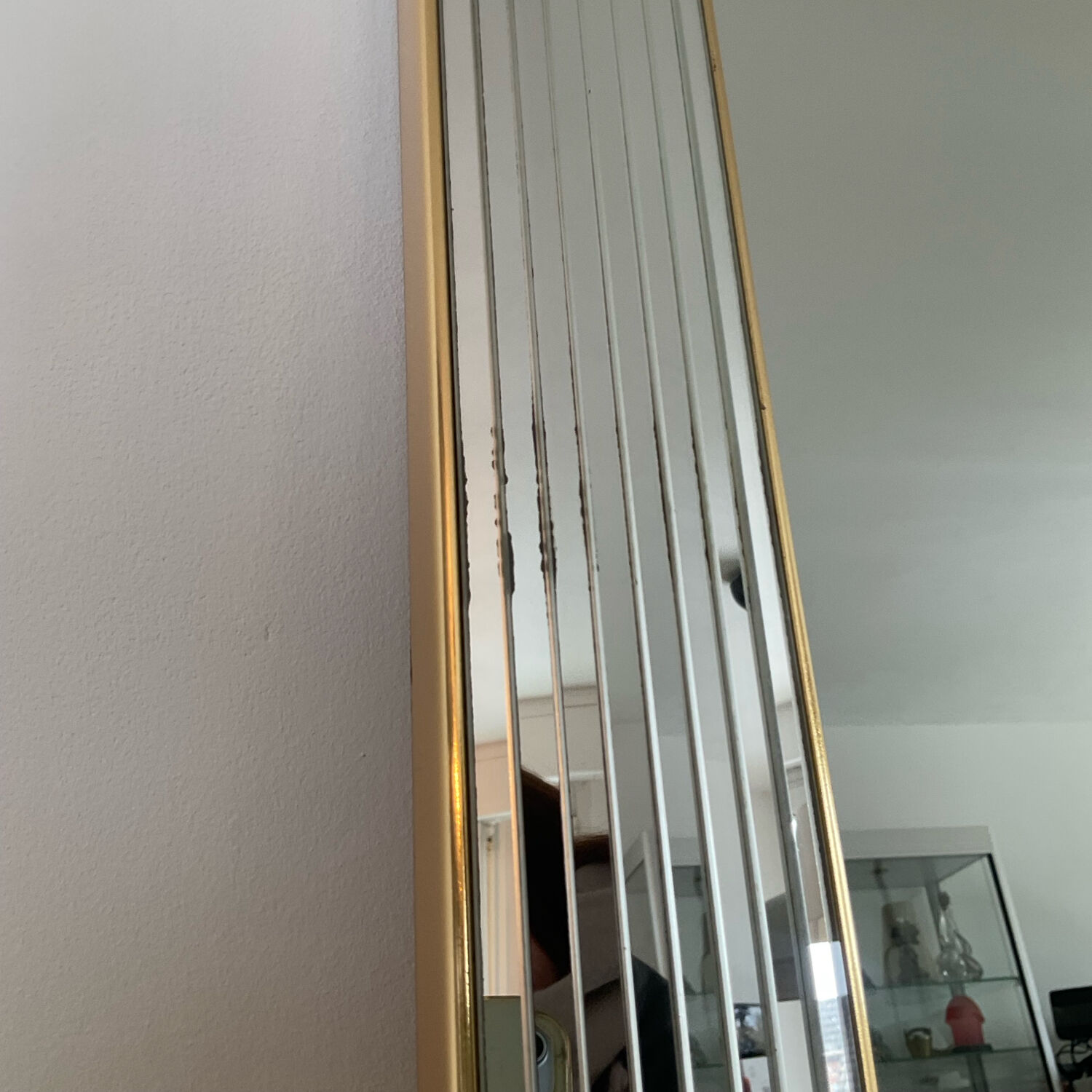 Large vintage Hollywood Regency style mirror with shutters.