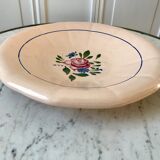 hollow dish Digoin Sarreguemines beige with pink and blue flowers 40s