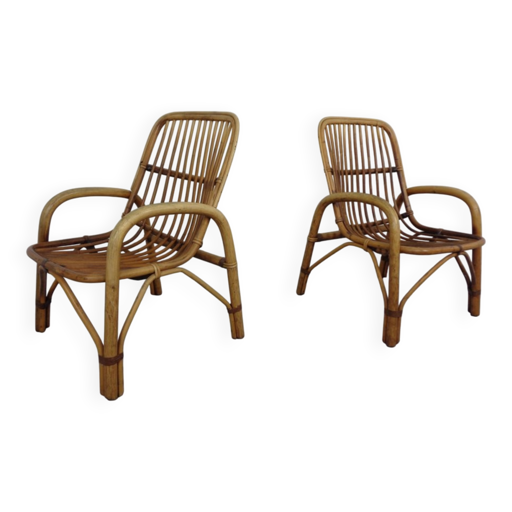 Set of Italian Bamboo Armchairs, 1970s