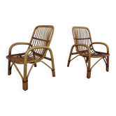 Set of Italian Bamboo Armchairs, 1970s