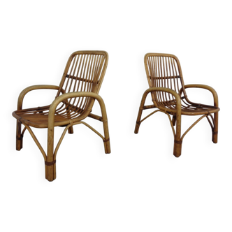 Set of Italian Bamboo Armchairs, 1970s