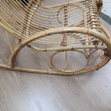 Rotin and bamboo rocking-chair
