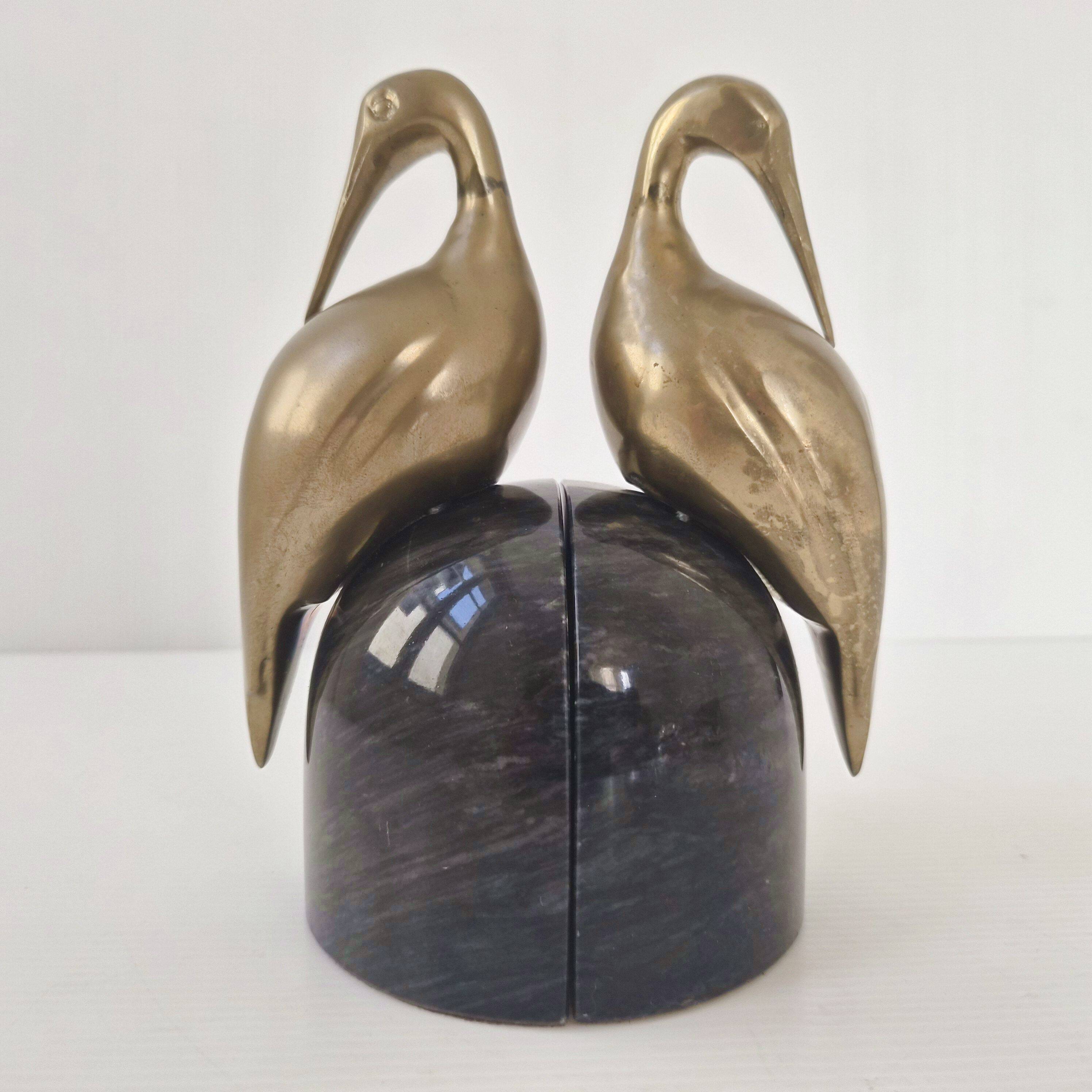 Pair of vintage 1970s heron bookends