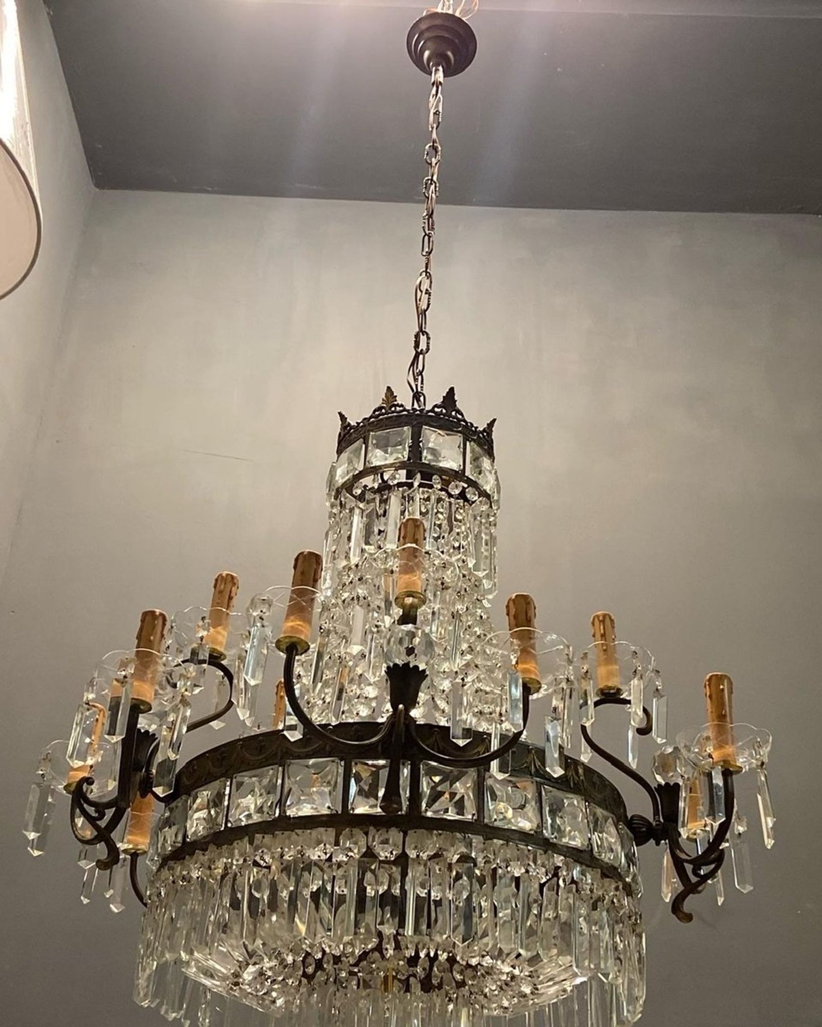 Lustre italien en cristal, années 1940