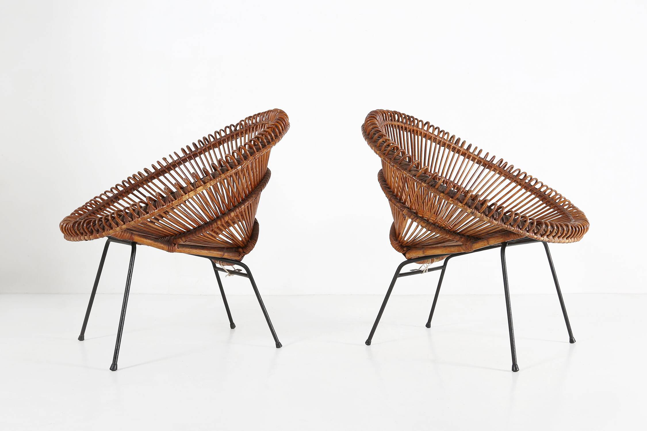 Pair of rattan Lounge Armchairs, 1960s